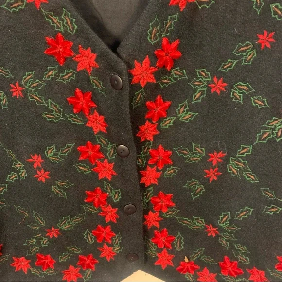 VTG Winona Wool Blend Appliqué Holly Branch western Vest - Picture 6 of 12